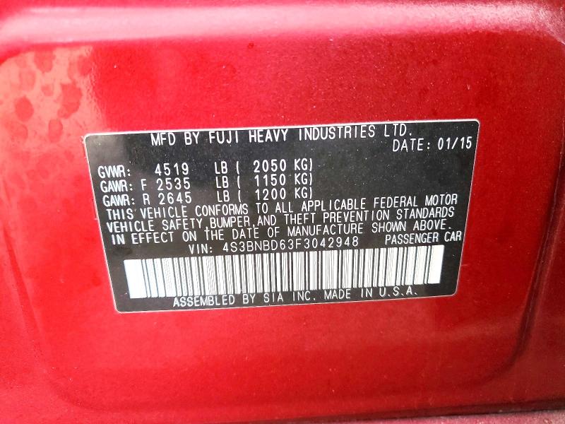 2015 Subaru Legacy მანქანა იყიდება აუქციონზე, vin: 4S3BNBD63F3042948, აუქციონის ნომერი: 99816685