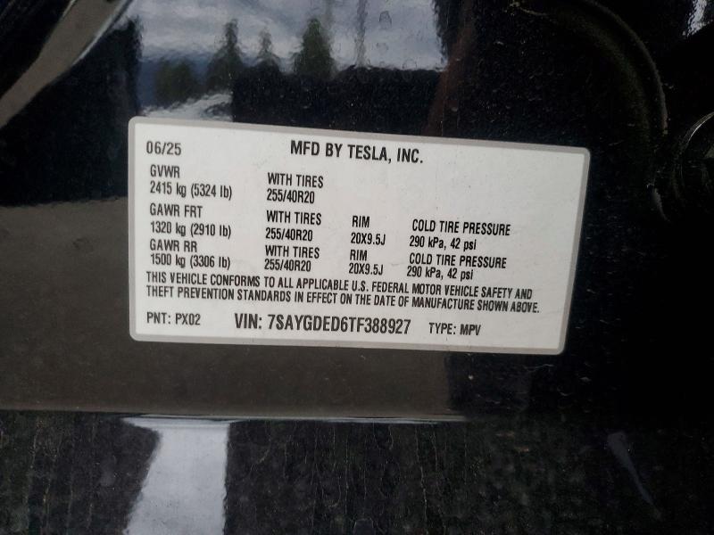 2026 Tesla Model Y მანქანა იყიდება აუქციონზე, vin: 7SAYGDED6TF388927, აუქციონის ნომერი: 98784195