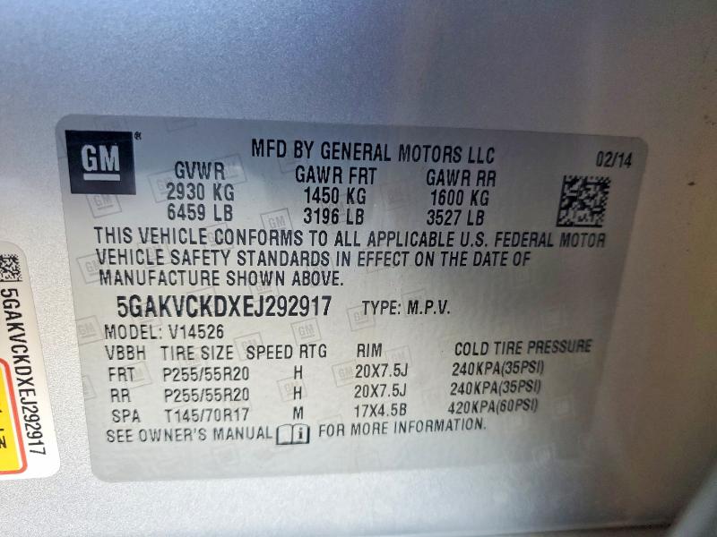 Продаж на аукціоні авто 2014 Buick Enclave, vin: 5GAKVCKDXEJ292917, номер лоту: 97640035