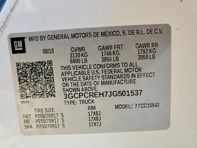 2018 Chevrolet Silverado მანქანა იყიდება აუქციონზე, vin: 3GCPCREH7JG501537, აუქციონის ნომერი: 72629085