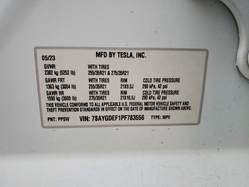 73179205 :رقم المزاد ، 7SAYGDEF1PF783556 vin ، 2023 Tesla Model Y مزاد بيع