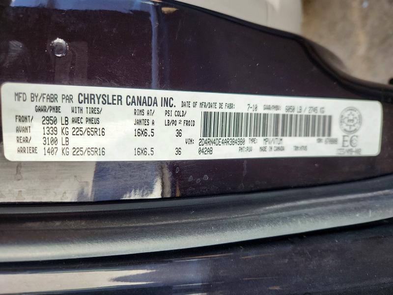 74010835 :رقم المزاد ، 2D4RN4DE4AR384980 vin ، 2010 Dodge Grand Caravan مزاد بيع