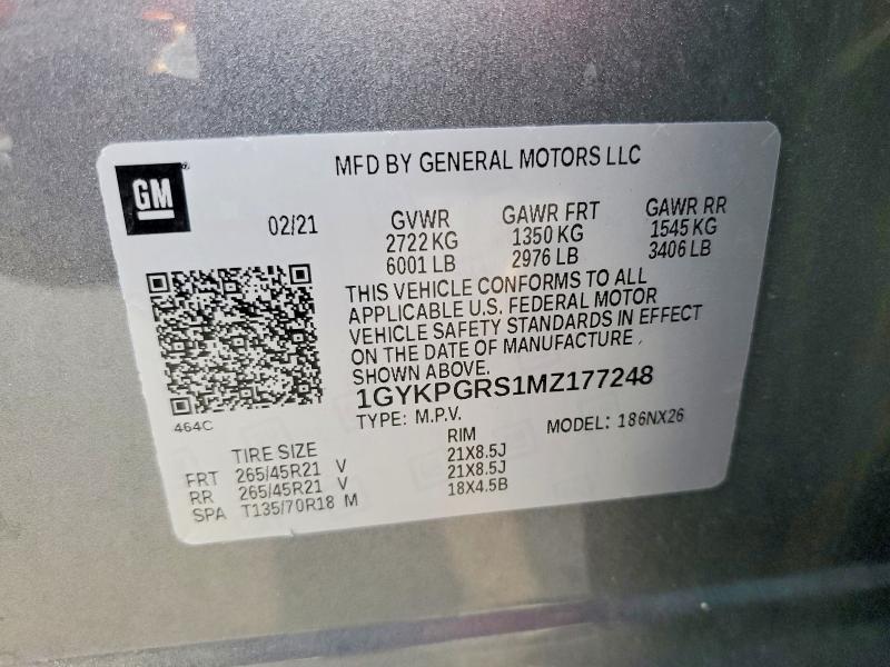 73233115 :رقم المزاد ، 1GYKPGRS1MZ177248 vin ، 2021 Cadillac Xt6 مزاد بيع