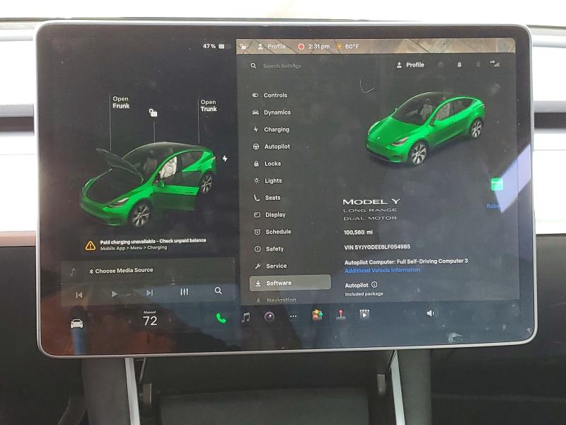Aukcja sprzedaży 2020 Tesla Model Y, vin: 5YJYGDEE8LF054985, numer aukcji: 72899845