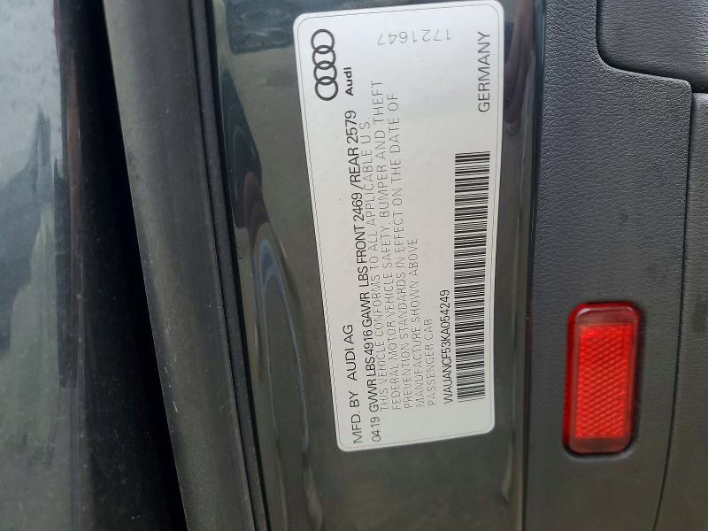 98888405 :رقم المزاد ، WAUANCF53KA054249 vin ، 2019 Audi A5 مزاد بيع