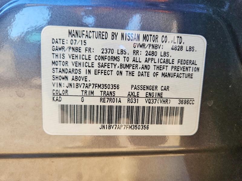 Auction sale of the 2015 Infiniti Q50, vin: JN1BV7AP7FM350356, lot number: 99440815