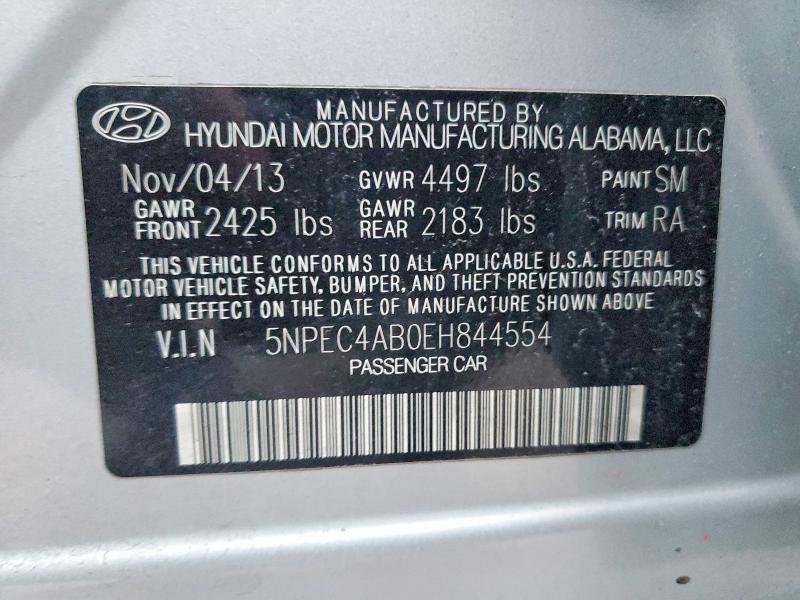 Aukcja sprzedaży 2014 Hyundai Sonata, vin: 5NPEC4AB0EH844554, numer aukcji: 72834575