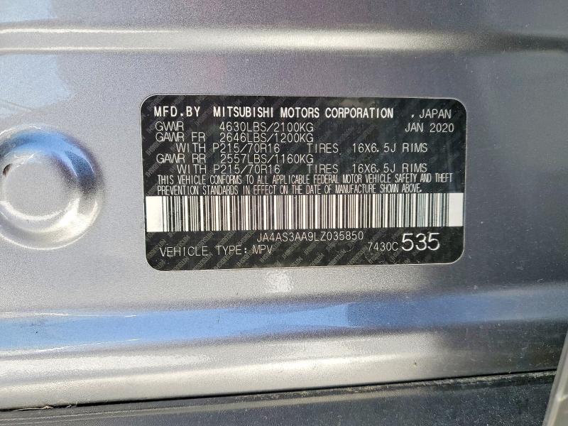 Продаж на аукціоні авто 2020 Mitsubishi Eclipse Cross, vin: JA4AS3AA9LZ035850, номер лоту: 74801665