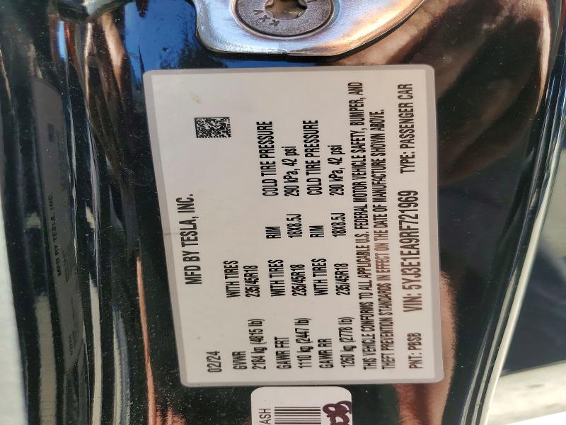 Продаж на аукціоні авто 2024 Tesla Model 3, vin: 5YJ3E1EA9RF721969, номер лоту: 72631085