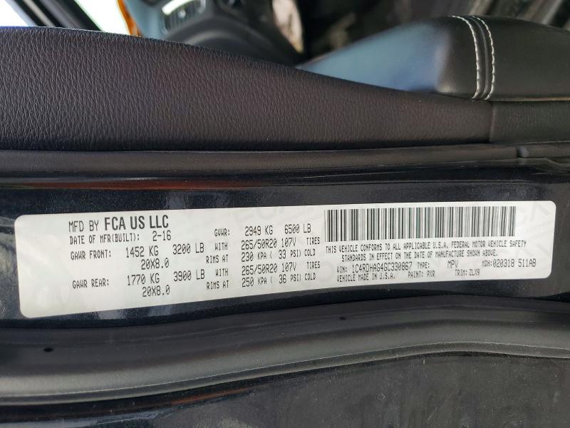 Aukcja sprzedaży 2016 Dodge Durango, vin: 1C4RDHAG4GC330867, numer aukcji: 74393685