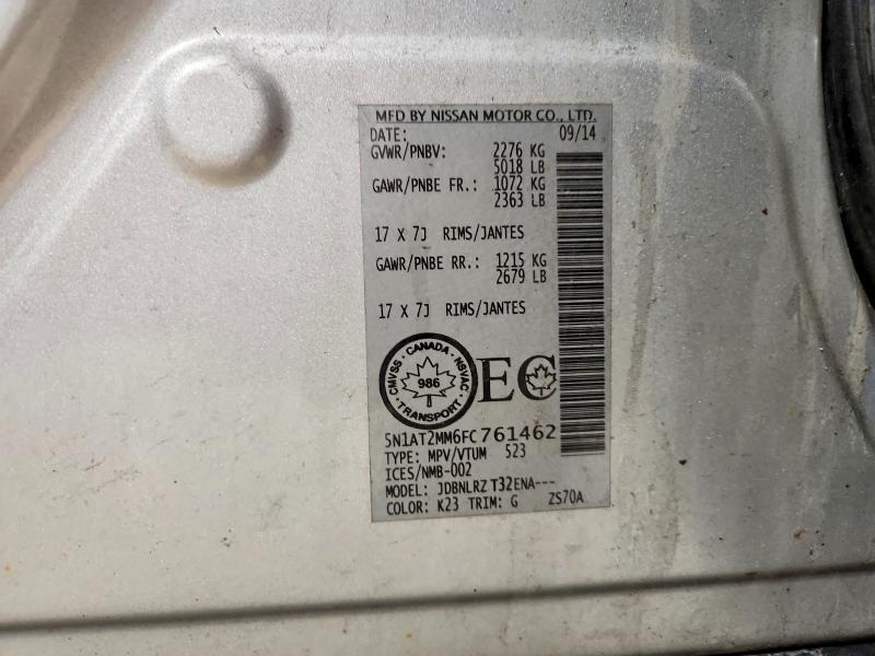 Auction sale of the 2015 Nissan Rogue S, vin: 5N1AT2MM6FC761462, lot number: 73929605