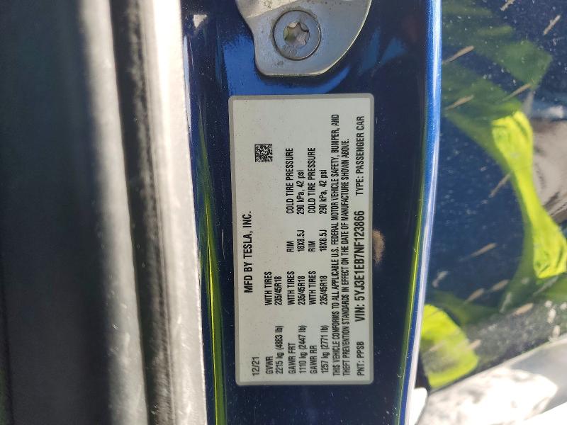2022 Tesla Model 3 მანქანა იყიდება აუქციონზე, vin: 5YJ3E1EB7NF123866, აუქციონის ნომერი: 72373565