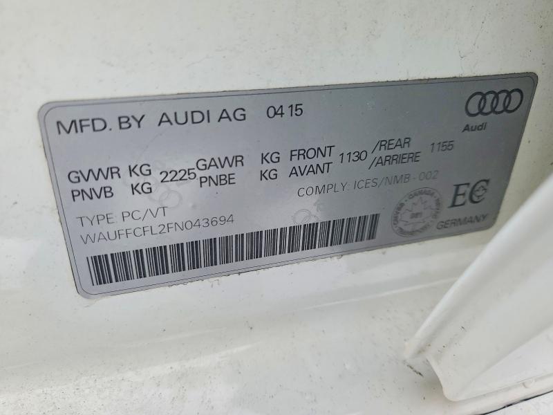 Продаж на аукціоні авто 2015 Audi A4, vin: WAUFFCFL2FN043694, номер лоту: 72512215