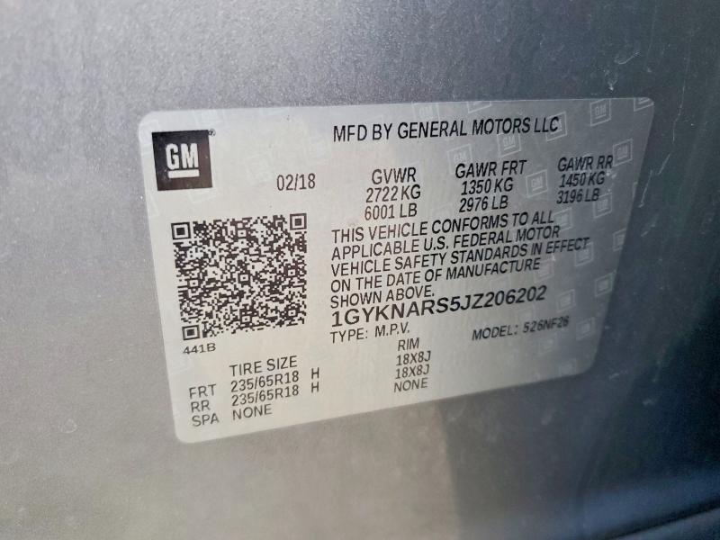 Продаж на аукціоні авто 2018 Cadillac Xt5, vin: 1GYKNARS5JZ206202, номер лоту: 72779875