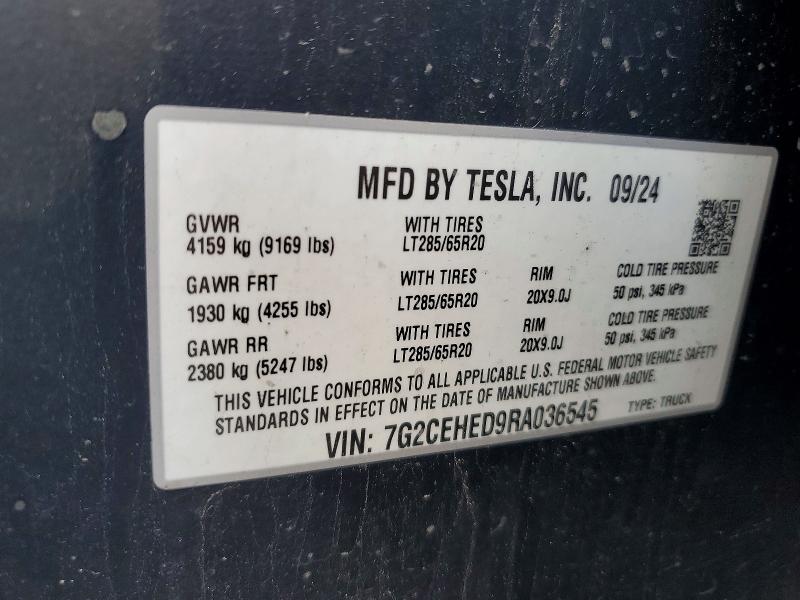 Aukcja sprzedaży 2024 Tesla Cybertruck, vin: 7G2CEHED9RA036545, numer aukcji: 74796315