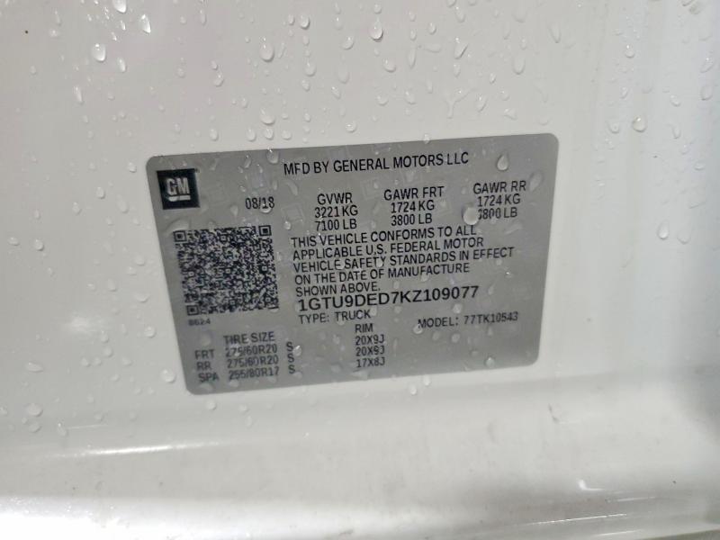 Aukcja sprzedaży 2019 Gmc Sierra, vin: 1GTU9DED7KZ109077, numer aukcji: 99387465