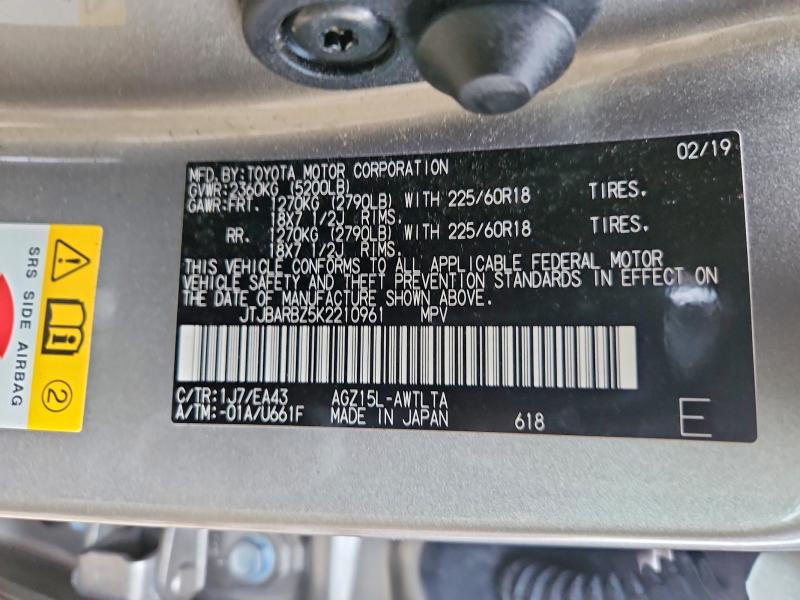 Aukcja sprzedaży 2019 Lexus Nx, vin: JTJBARBZ5K2210961, numer aukcji: 97656525