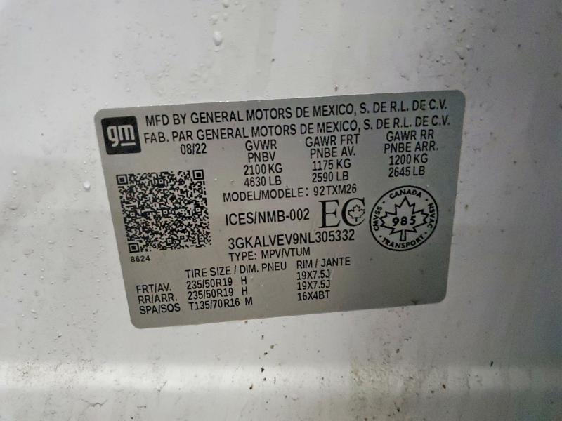 Aukcja sprzedaży 2022 Gmc Terrain, vin: 3GKALVEV9NL305332, numer aukcji: 72876955