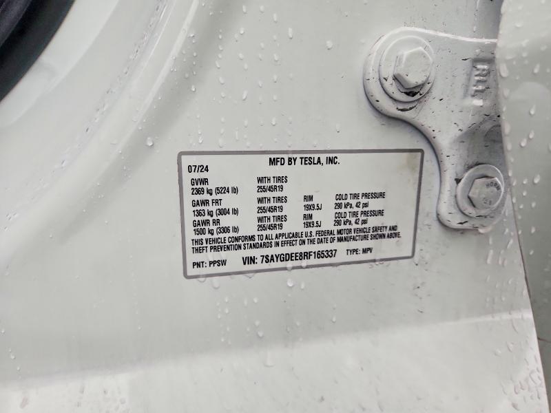2024 Tesla Model Y მანქანა იყიდება აუქციონზე, vin: 7SAYGDEE8RF165337, აუქციონის ნომერი: 99308815