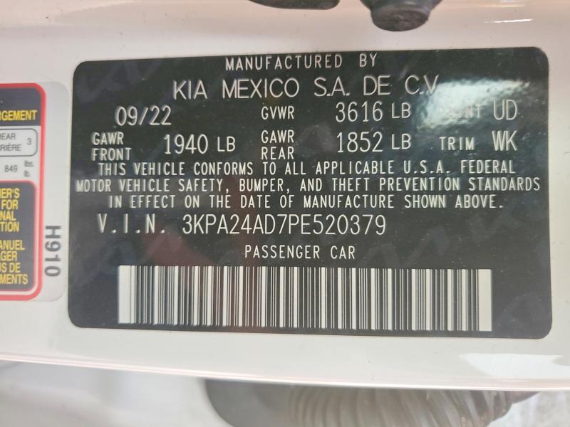99693785 :رقم المزاد ، 3KPA24AD7PE520379 vin ، 2023 Kia Rio مزاد بيع
