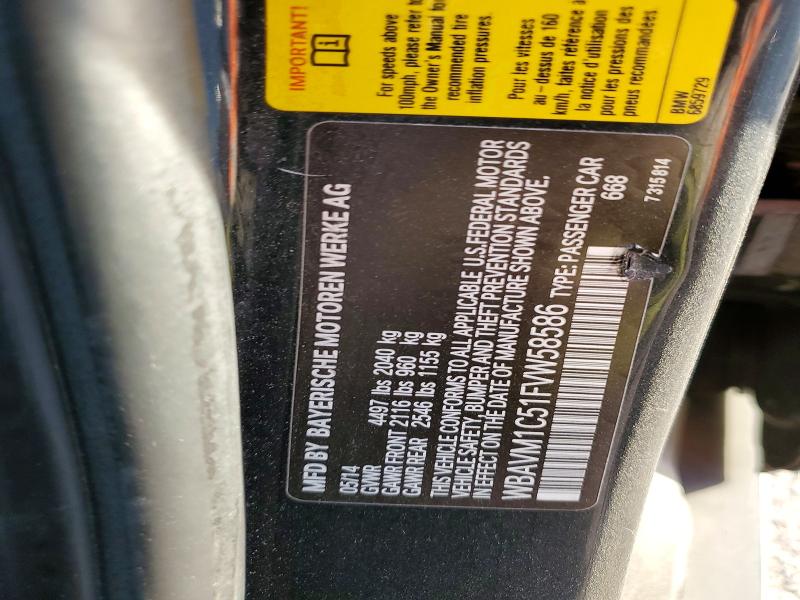 Продажа на аукционе авто 2015 Bmw X1, vin: WBAVM1C51FVW58586, номер лота: 73822975