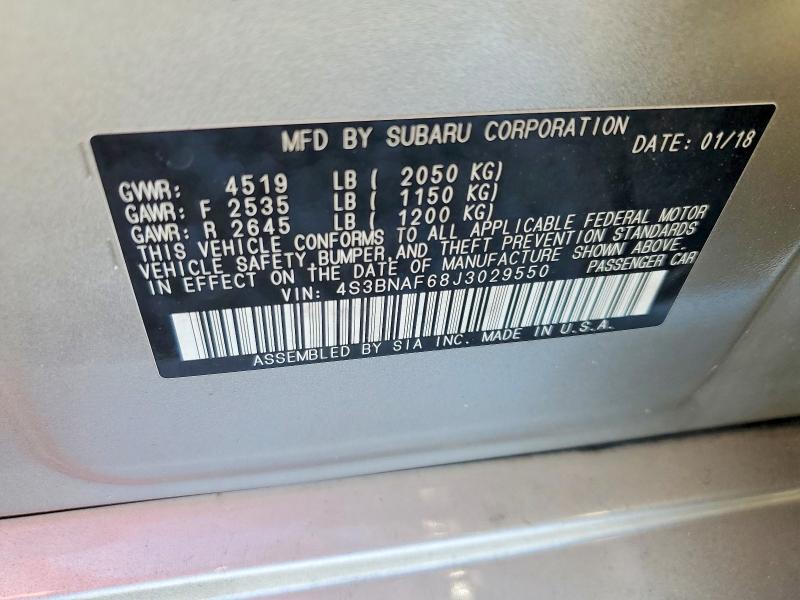 Aukcja sprzedaży 2018 Subaru Legacy, vin: 4S3BNAF68J3029550, numer aukcji: 99608395