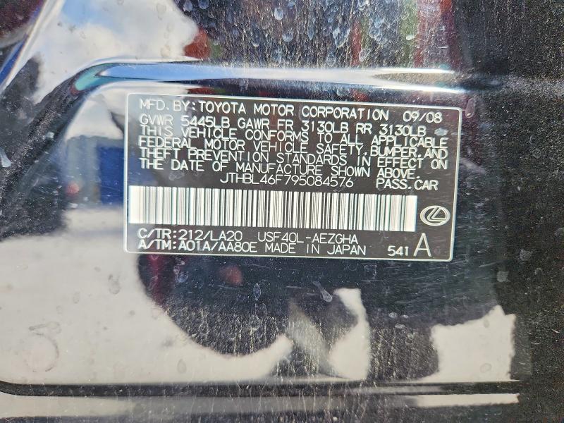 Aukcja sprzedaży 2009 Lexus Ls, vin: JTHBL46F795084576, numer aukcji: 99541615