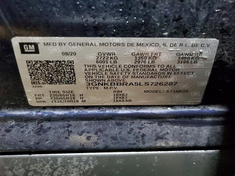 73981565 :رقم المزاد ، 3GNKBBRA5LS726287 vin ، 2020 Chevrolet Blazer مزاد بيع