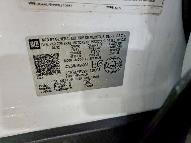 Aukcja sprzedaży 2022 Gmc Terrain, vin: 3GKALYEV9NL210383, numer aukcji: 99103385