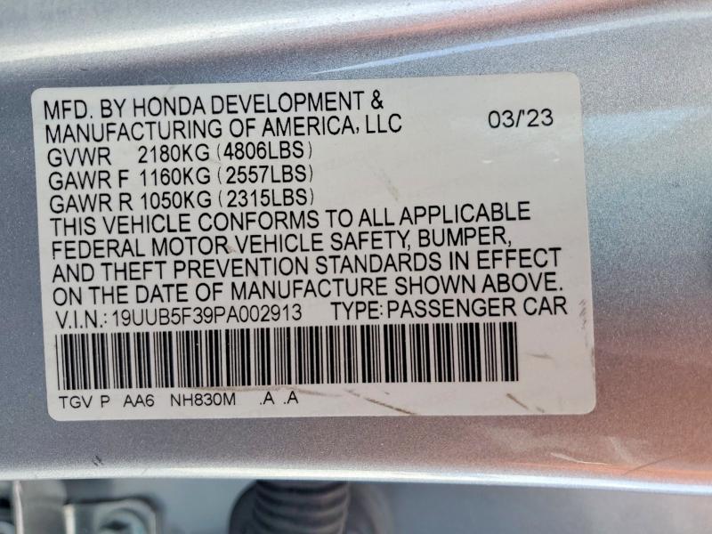 98475335 :رقم المزاد ، 19UUB5F39PA002913 vin ، 2023 Acura Tlx مزاد بيع