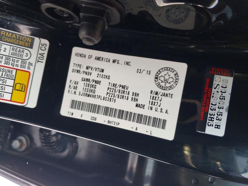 2015 Honda Cr-v მანქანა იყიდება აუქციონზე, vin: 5J6RM4H97FL803976, აუქციონის ნომერი: 73677715