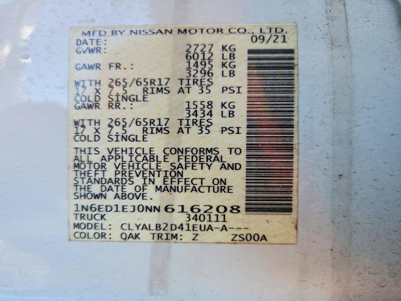 Продаж на аукціоні авто 2022 Nissan Frontier S, vin: 1N6ED1EJ0NN616208, номер лоту: 73046235