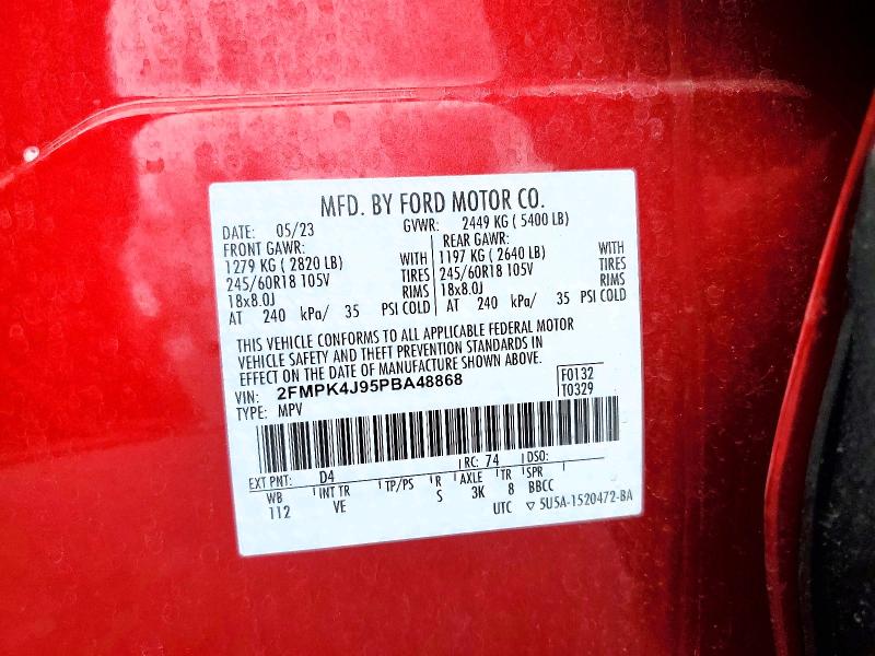 Aukcja sprzedaży 2023 Ford Edge, vin: 2FMPK4J95PBA48868, numer aukcji: 95752715