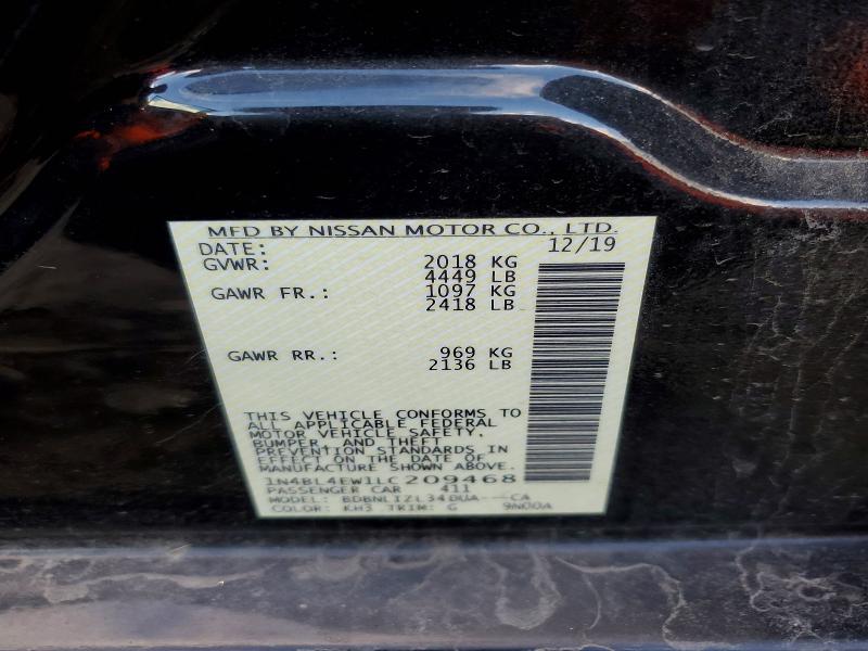 72190635 :رقم المزاد ، 1N4BL4EW1LC209468 vin ، 2020 Nissan Altima Sl مزاد بيع