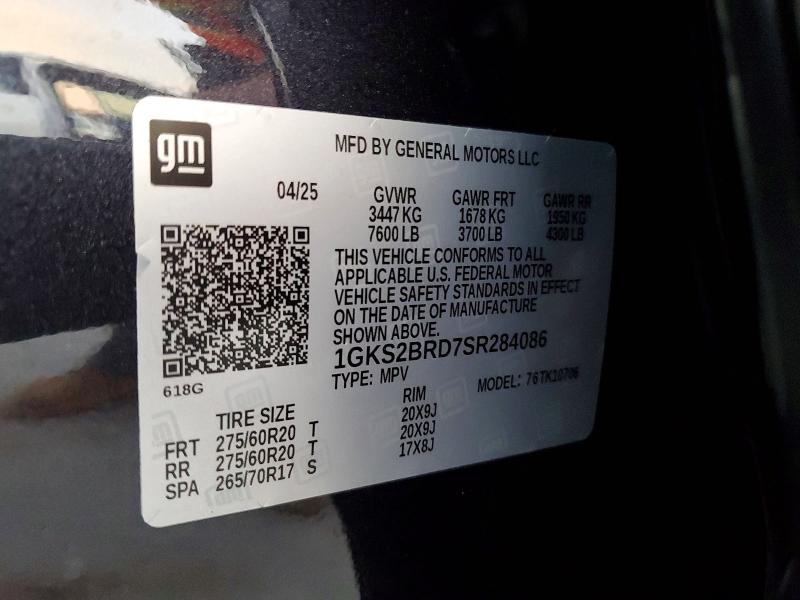 Aukcja sprzedaży 2025 Gmc Yukon, vin: 1GKS2BRD7SR284086, numer aukcji: 98593635