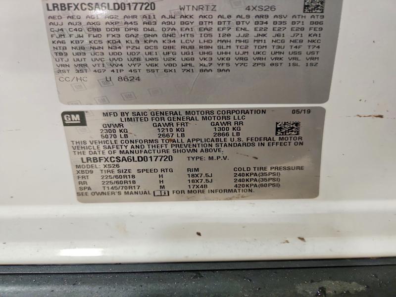 Продаж на аукціоні авто 2020 Buick Envision, vin: LRBFXCSA6LD017720, номер лоту: 72528435