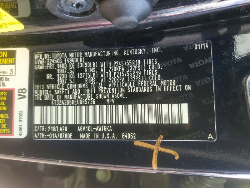 Aukcja sprzedaży 2014 Toyota Venza, vin: 4T3ZA3BB0EU085736, numer aukcji: 99383125