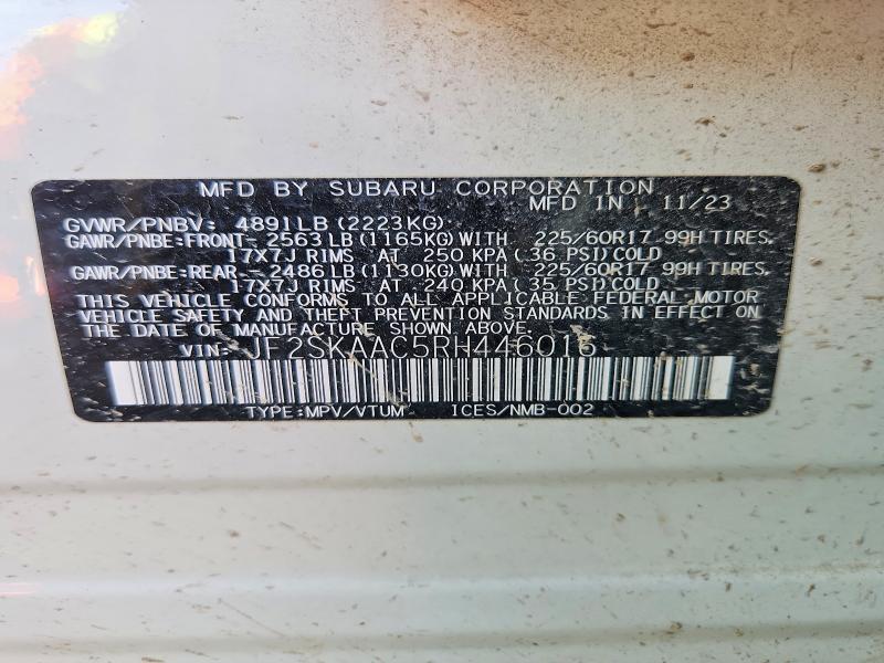 Продажа на аукционе авто 2024 Subaru Forester, vin: JF2SKAAC5RH446016, номер лота: 74408495