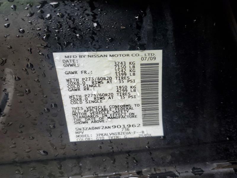 Aukcja sprzedaży 2010 Infiniti Qx56, vin: 5N3ZA0NF2AN901962, numer aukcji: 74381825