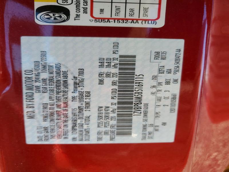 2011 Ford Mustang მანქანა იყიდება აუქციონზე, vin: 1ZVBP8AM5B5169115, აუქციონის ნომერი: 72541675