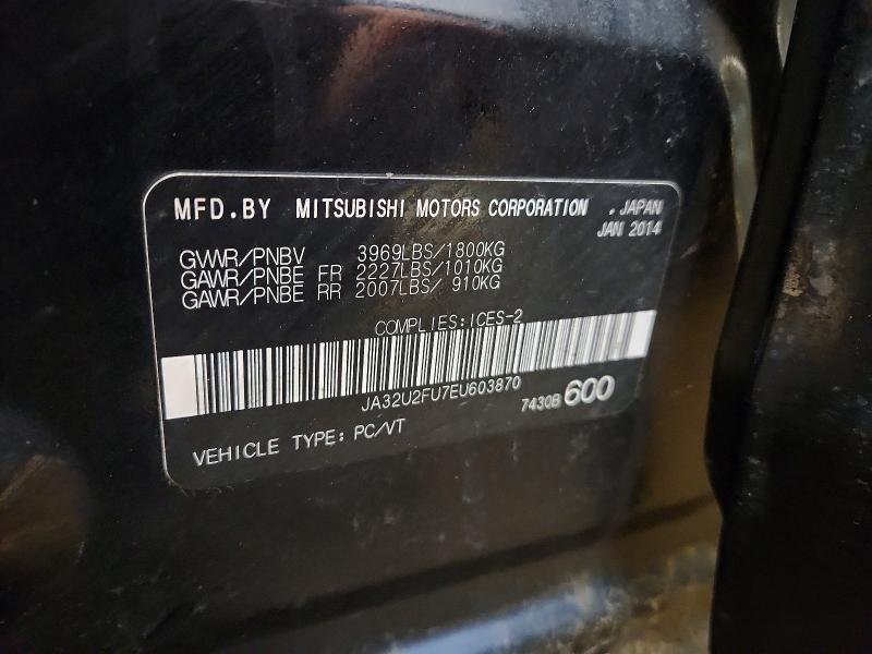74890495 :رقم المزاد ، JA32U2FU7EU603870 vin ، 2014 Mitsubishi Lancer مزاد بيع