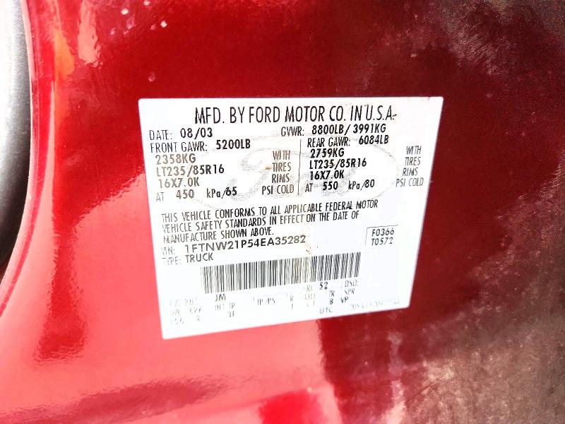 Продаж на аукціоні авто 2004 Ford F250, vin: 1FTNW21P54EA35282, номер лоту: 48838526