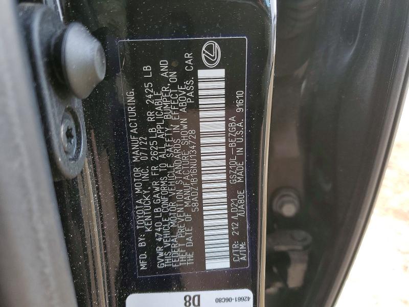 Продажа на аукционе авто 2022 Lexus Es 350, vin: 58ADZ1B16NU134728, номер лота: 75571105