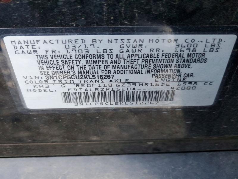 Aukcja sprzedaży 2019 Nissan Kicks, vin: 3N1CP5CU2KL518267, numer aukcji: 99045685