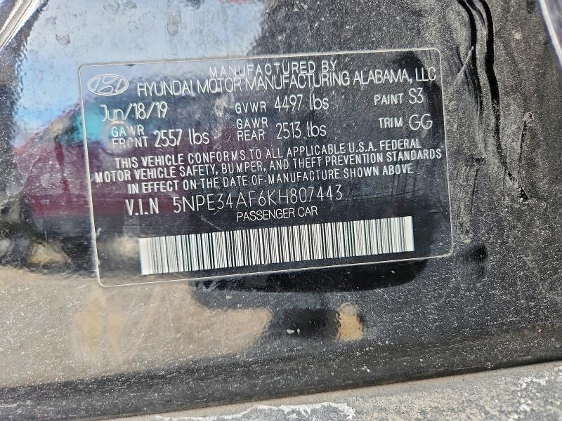 Продажа на аукционе авто 2019 Hyundai Sonata, vin: 5NPE34AF6KH807443, номер лота: 74780095