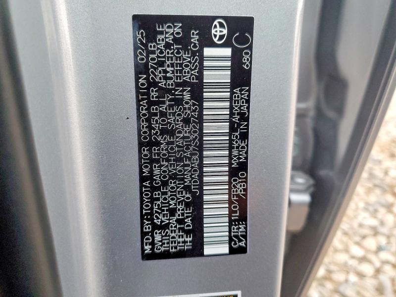 72832315 :رقم المزاد ، JTDADABU7S3027437 vin ، 2025 Toyota Prius Le مزاد بيع