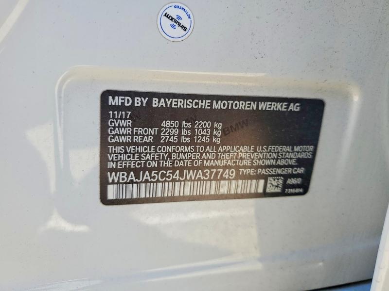 Продаж на аукціоні авто 2018 Bmw 530, vin: WBAJA5C54JWA37749, номер лоту: 74404725