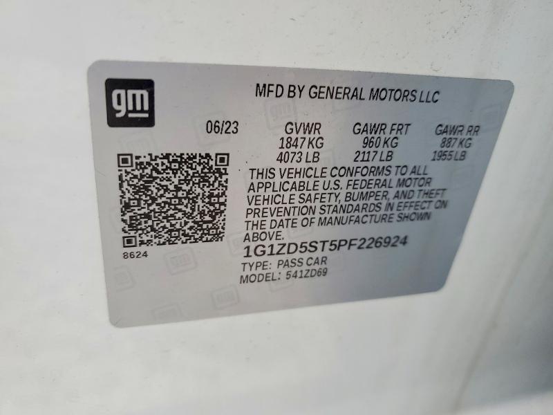 2023 Chevrolet Malibu Lt მანქანა იყიდება აუქციონზე, vin: 1G1ZD5ST5PF226924, აუქციონის ნომერი: 74093455