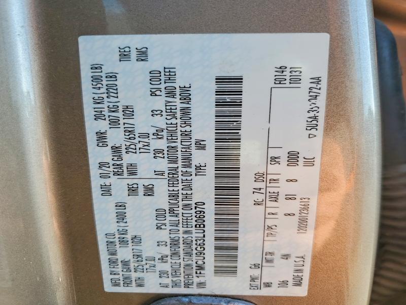 Aukcja sprzedaży 2020 Ford Escape, vin: 1FMCU9G63LUB06970, numer aukcji: 98456365