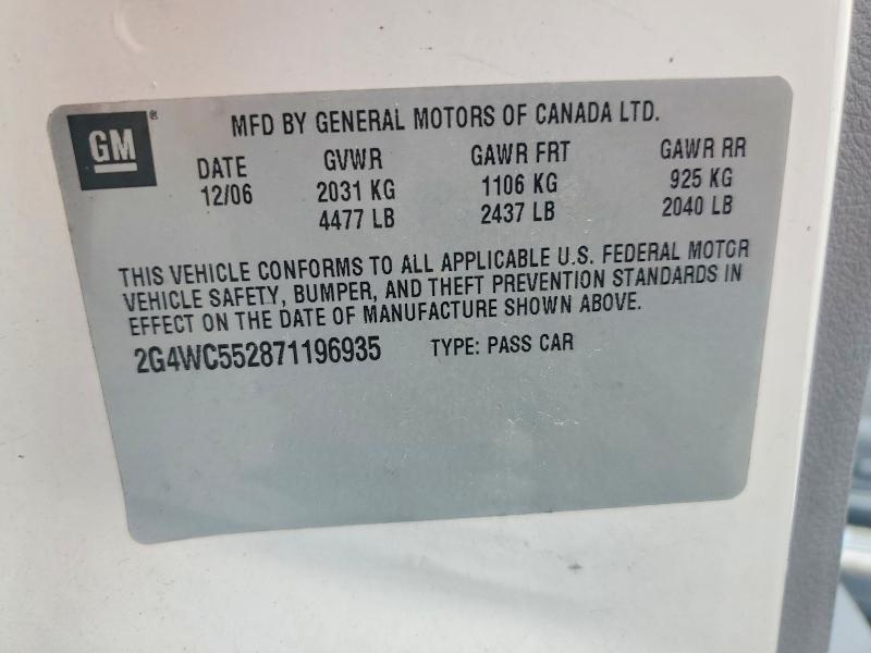 Продажа на аукционе авто 2007 Buick Lacrosse, vin: 2G4WC552871196935, номер лота: 73279075